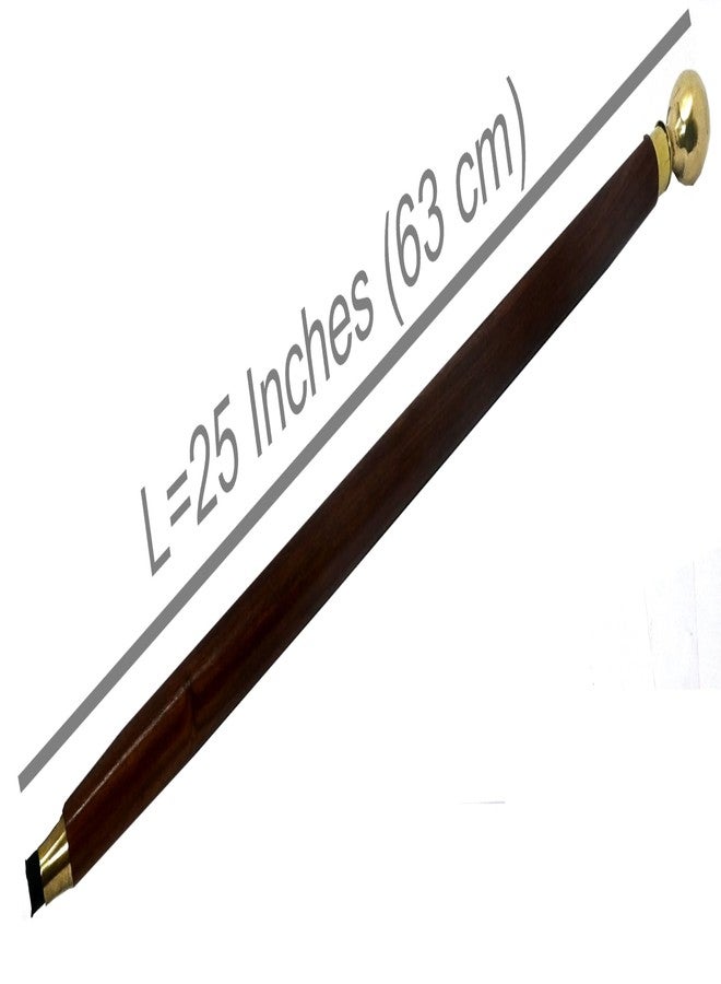 Ages Behind Dog Training Stick, 63 cm Wooden Walking Cane, Brass Ball Handle, Brown - Image 4